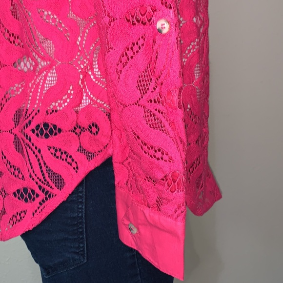 Anthropologie Maeve Slim Pink Button Down Top Size 4 - Picture 5 of 14